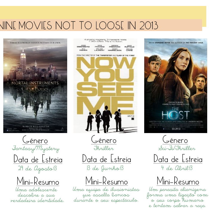 MOVIES | Nine Movies Not To Loose in 2013